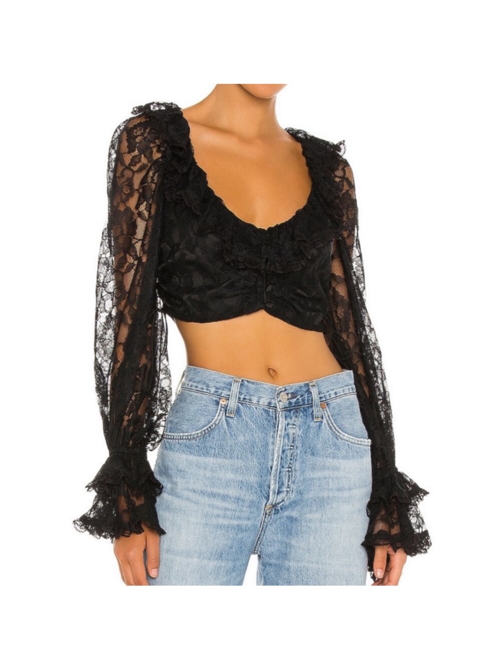For Love & Lemons Quinn Lace Blouse Size Xs Euc